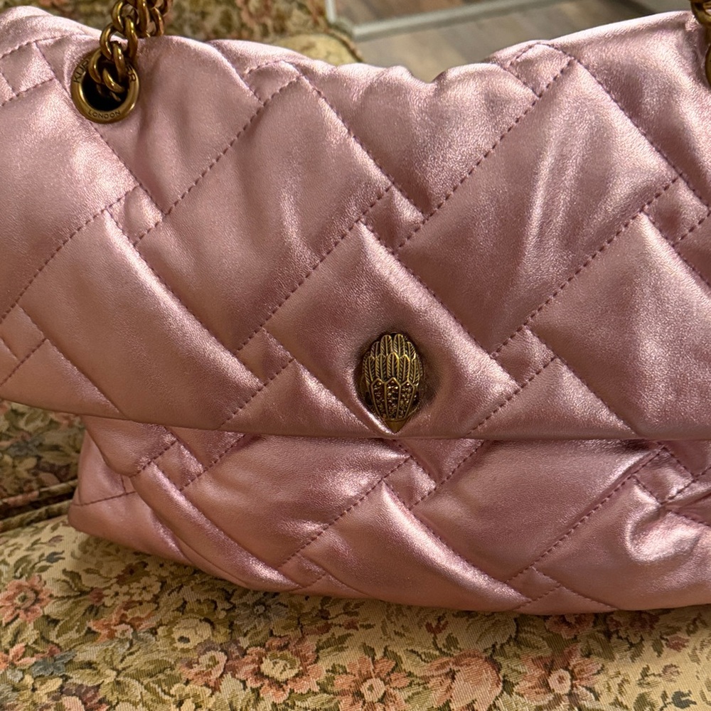 Kurt Geiger Metallic Pink Quilted Shoulder Bag